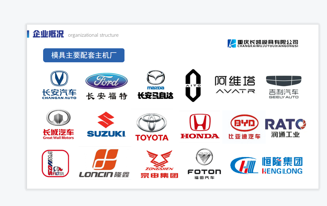 模具產品配套的主機廠